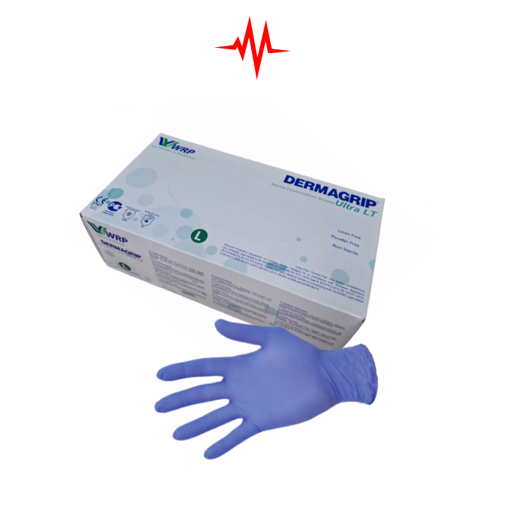 DERMAGRIP Powder Free Blue Nitrile Hand Gloves- 100pc