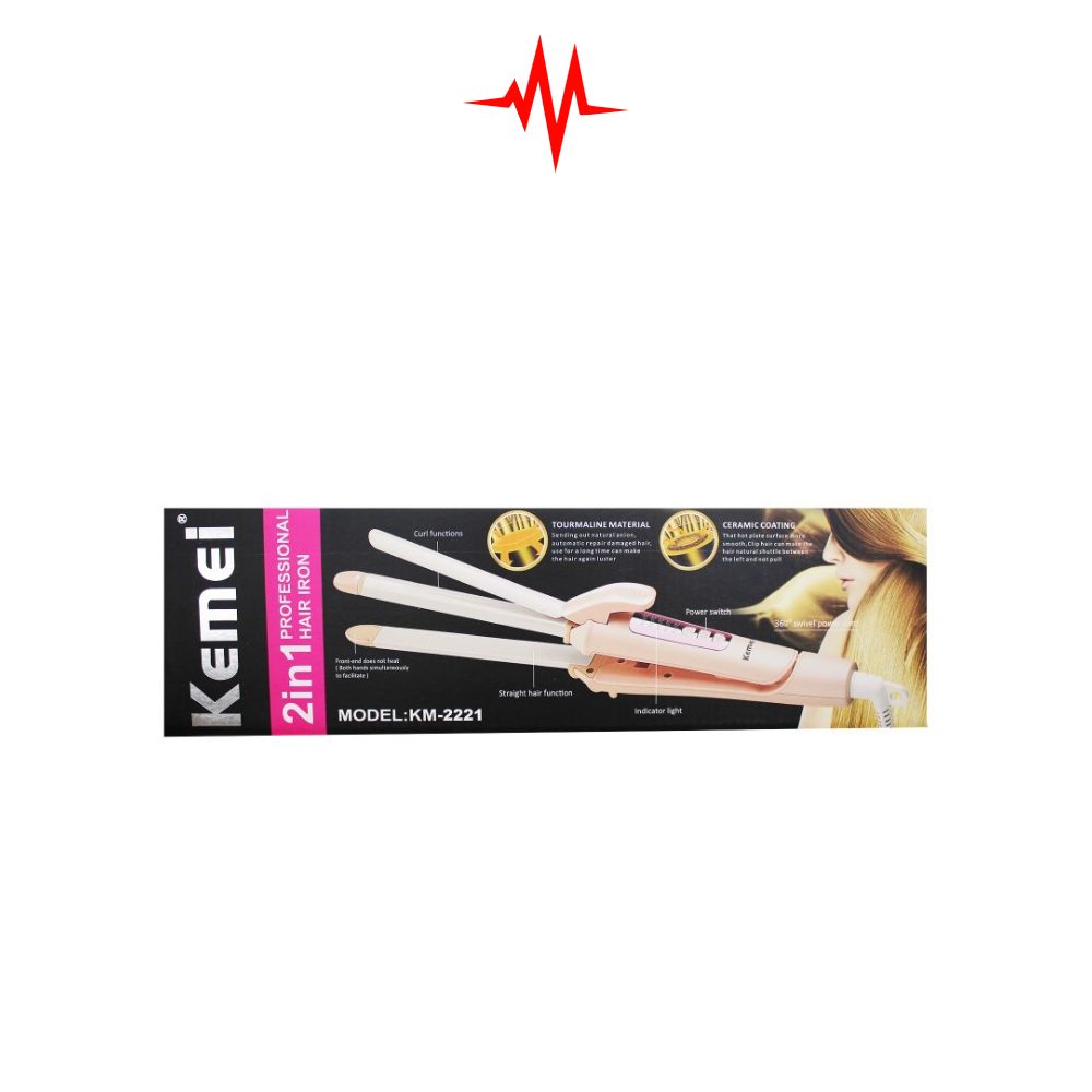 Precision Kemei KM-2221 Curling Iron 2 in1 straightener and hair curler