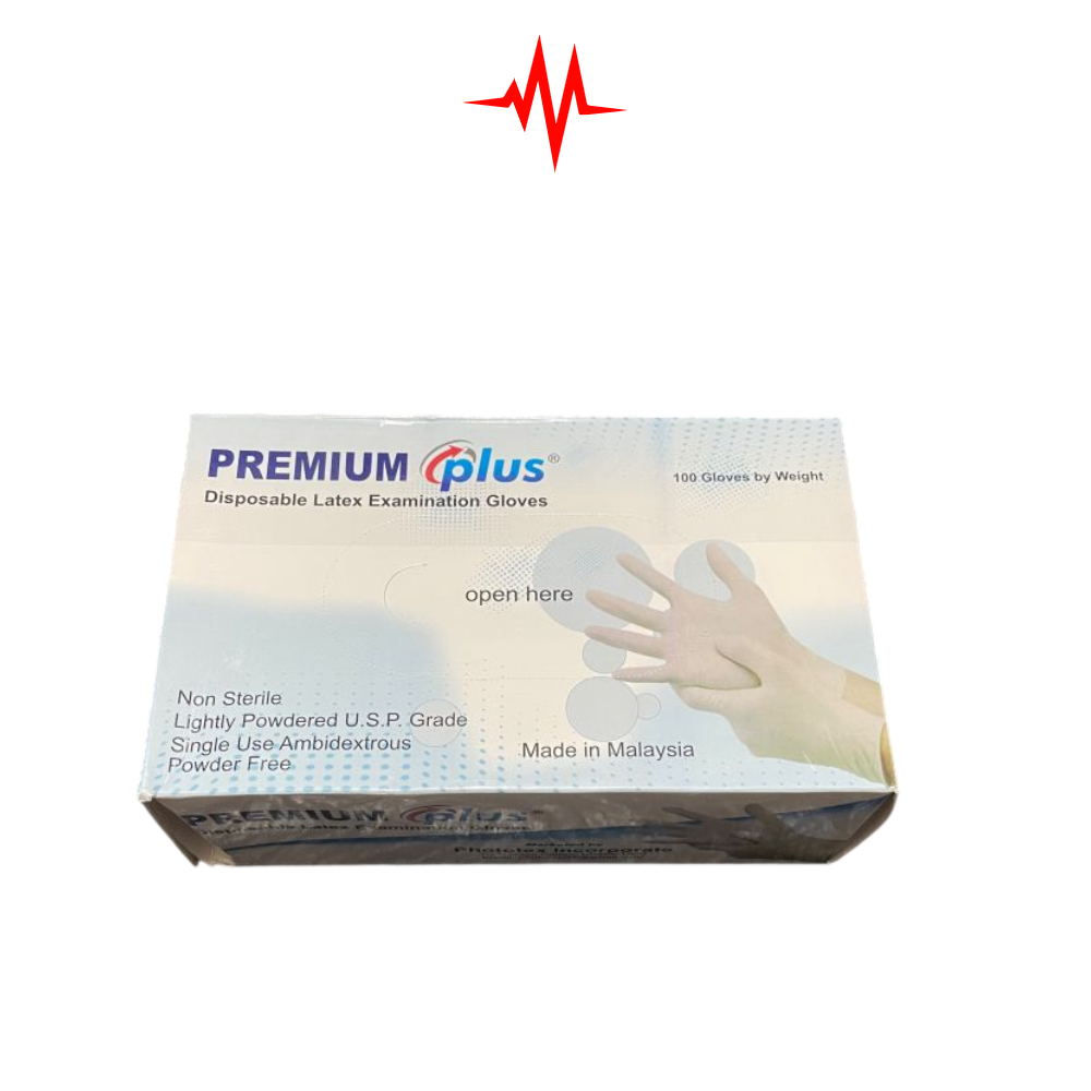Premium Plus Disposable Latex Examination Gloves