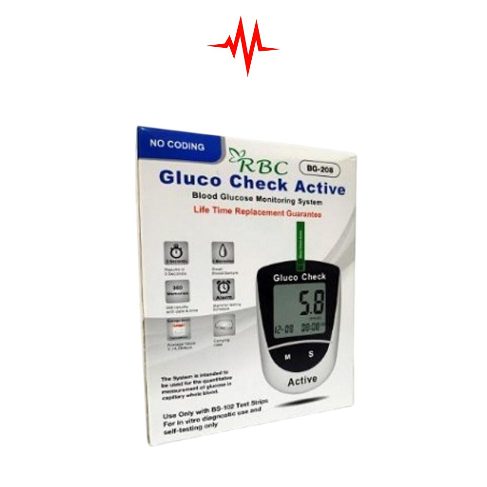 Precision RBC Gluco Check Active Blood Glucose Meter – White and Black